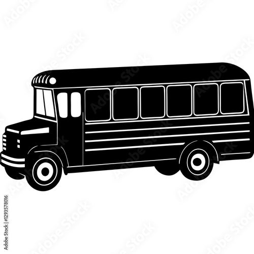  School bus side view silhouette vector illustration 