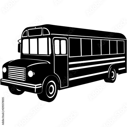  School bus side view silhouette vector illustration 