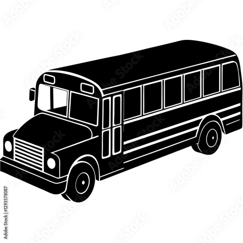  School bus side view silhouette vector illustration 
