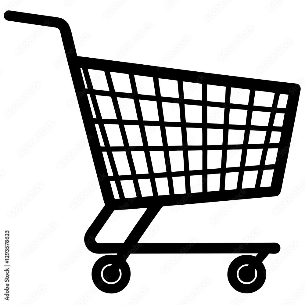Shopping cart with items silhouette vector illustration Shopping cart with items silhouette vector illustration