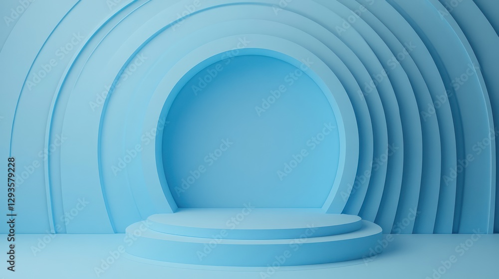Obraz premium Light Blue Geometric Podium Display Stage Background