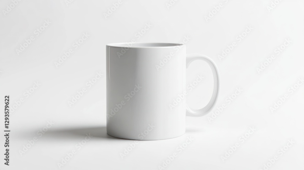 Fototapeta premium Simple white mug mockup, high-resolution, isolated on a solid white background