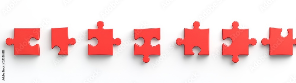Red Puzzle Pieces on White Background for Creative Concepts Red Puzzle Pieces on White Background for Creative Concepts
