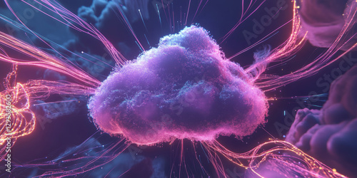 A glowing futuristic deep learning data cloud, surrounded by swirling cybernetic energy trails, pulsating holographic storage nodes, and intricate quantum computing pathways. The high-tech abstract