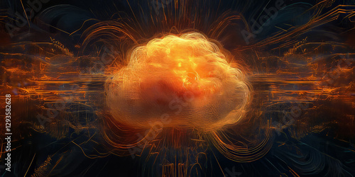 A glowing futuristic deep learning data cloud, surrounded by swirling cybernetic energy trails, pulsating holographic storage nodes, and intricate quantum computing pathways. The high-tech abstract