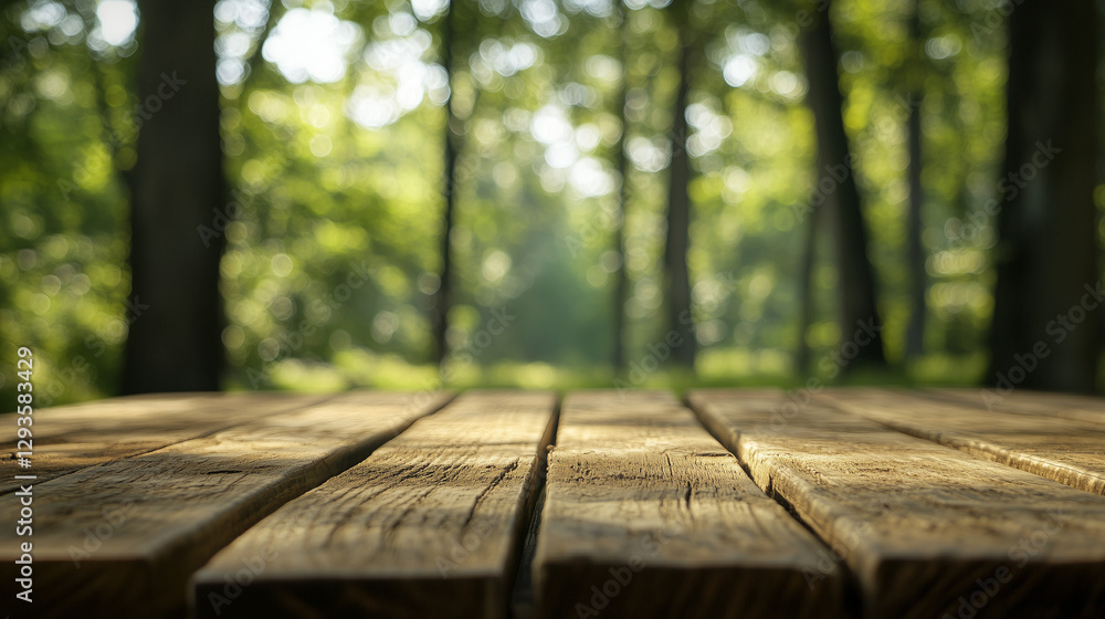 wooden table in forest wooden table in forest
