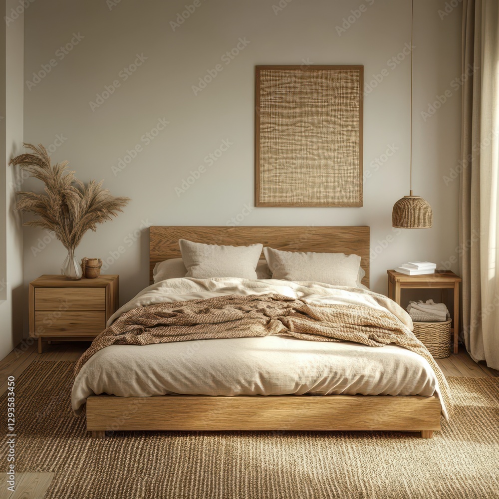 A cozy bedroom with modern decor and rustic elements A cozy bedroom with modern decor and rustic elements