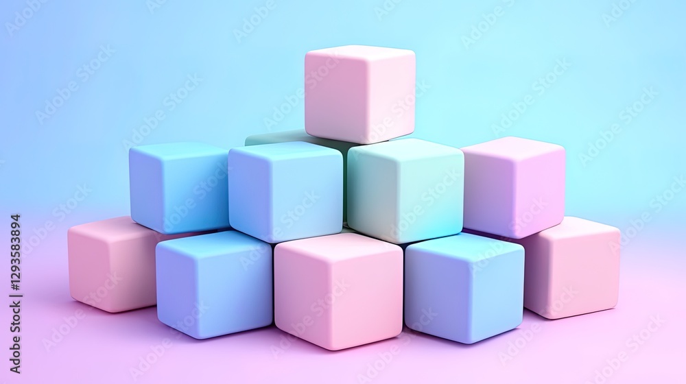 3D isometric cubes with soft shadows and pastel colors, minimalist and modern 3D isometric cubes with soft shadows and pastel colors, minimalist and modern