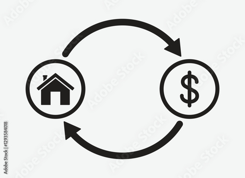 Home mortgage payment rotation single icon vector. Symbol of income turnover or house sale. Vector illustration