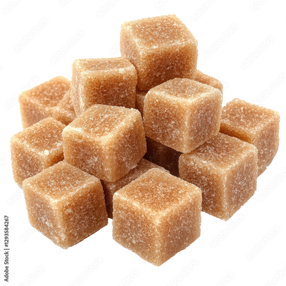 Brown sugar cubes on transparent background Brown sugar cubes on transparent background