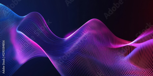 A futuristic abstract background featuring a mesmerizing array of floating holographic light trails, shifting and refracting in a seamless cybernetic dance. The iridescent neon reflections create a