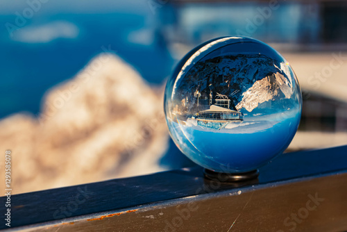 Canvas Print Crystal ball alpine summer landscape shot at Mount Zugspitze, Top of Germany, Ga