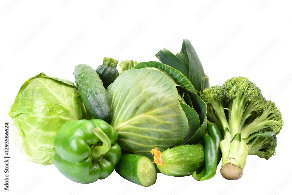 fresh green vegetables isolated