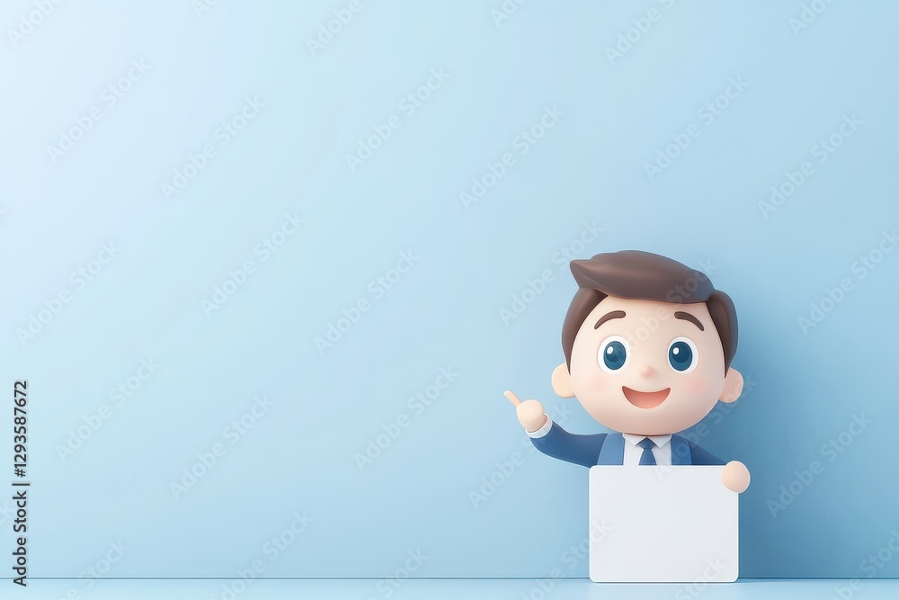 Cartoon businessman preparing a pitch office space digital illustration bright environment engaging view business concept Cartoon businessman preparing a pitch office space digital illustration bright environment engaging view business concept