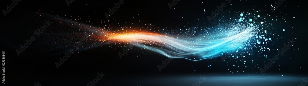 Obraz premium Vibrant Abstract Light Trails with Sparkles on Dark Background