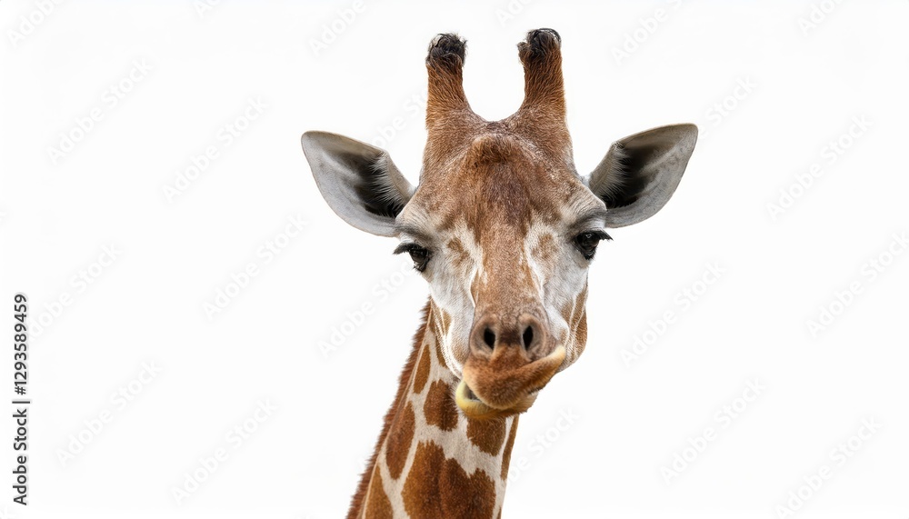Isolated Giraffe on White Background Majestic Beast Strikes a Pose in Stark, Elegant Simplicity at Twilight Isolated Giraffe on White Background Majestic Beast Strikes a Pose in Stark, Elegant Simplicity at Twilight