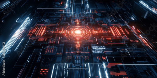 A glowing futuristic AI-driven neural interface, displaying pulsating cybernetic brainwave analysis grids, swirling holographic deep learning pathways, and intricate quantum-enhanced cognitive