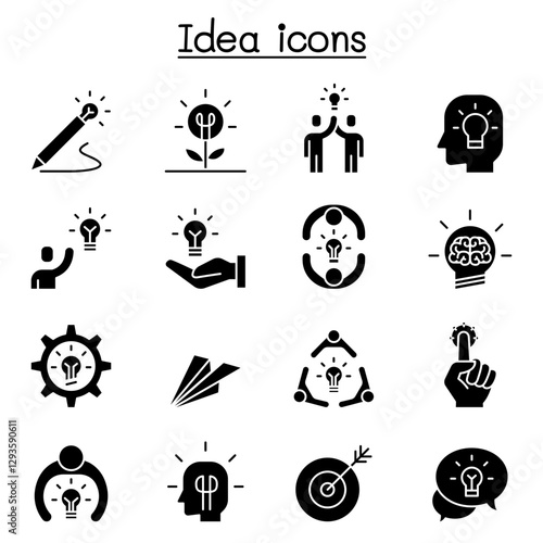 Idea, thinking, planning, Strategy, development, imagine icon set in thin line style