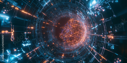 A mesmerizing futuristic AI-driven holographic digital artistâ€™s studio, displaying glowing cybernetic real-time creative enhancement pathways, pulsating holographic generative design grids, and