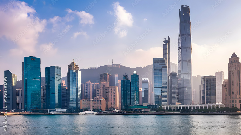 Obraz premium towering skyscrapers and a magnificent urban skyline that showcase the city's architectural magnificence and thriving economy
