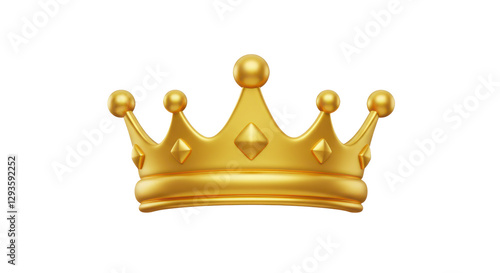 Shiny gold crown isolated on white background.