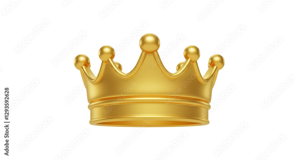 Shiny gold crown isolated on white background.