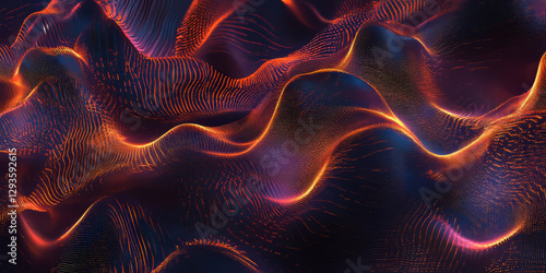 A mesmerizing futuristic AI-driven energy field, composed of glowing cybernetic neon waves, pulsating holographic data clusters, and intricate digital intelligence pathways. The high-tech abstract