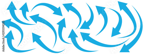 Blue arrows set. Curved arrows. Arrow sign. Flat style icons. set of Blue curve arrow icon vectors. long arrow icon vector illustration.