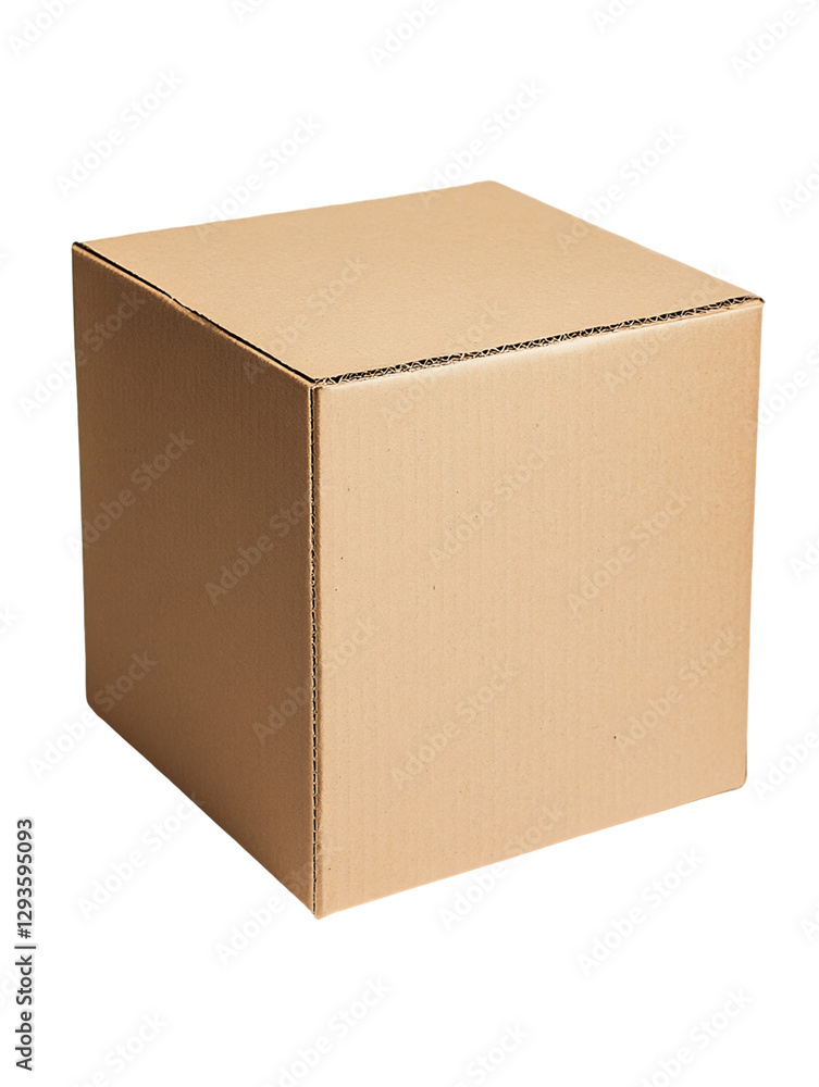 Fototapeta premium Single Closed Cardboard Box Isolated on Transparent Background, PNG