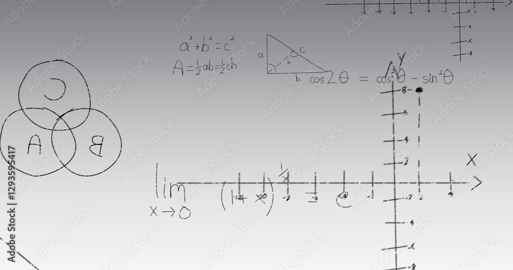 Naklejka premium Image of mathematical equations on gray background