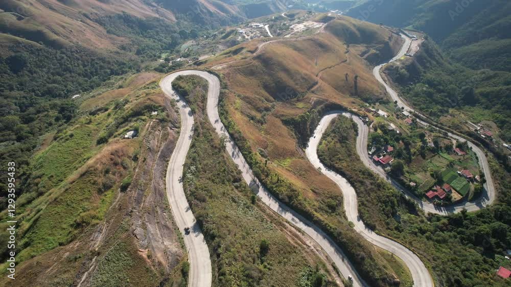Winding mountain road with scenic views in Junquito, Venezuela Winding mountain road with scenic views in Junquito, Venezuela