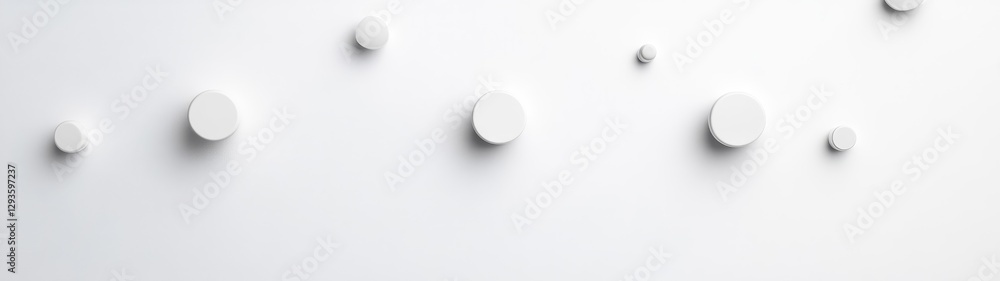 Minimalist White Wall with Circular Shapes in Various Sizes Minimalist White Wall with Circular Shapes in Various Sizes