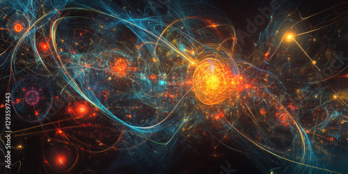 A futuristic AI-driven space probe visualization, displaying glowing cybernetic deep-space data collection nodes, pulsating holographic planetary exploration grids, and swirling quantum-enhanced