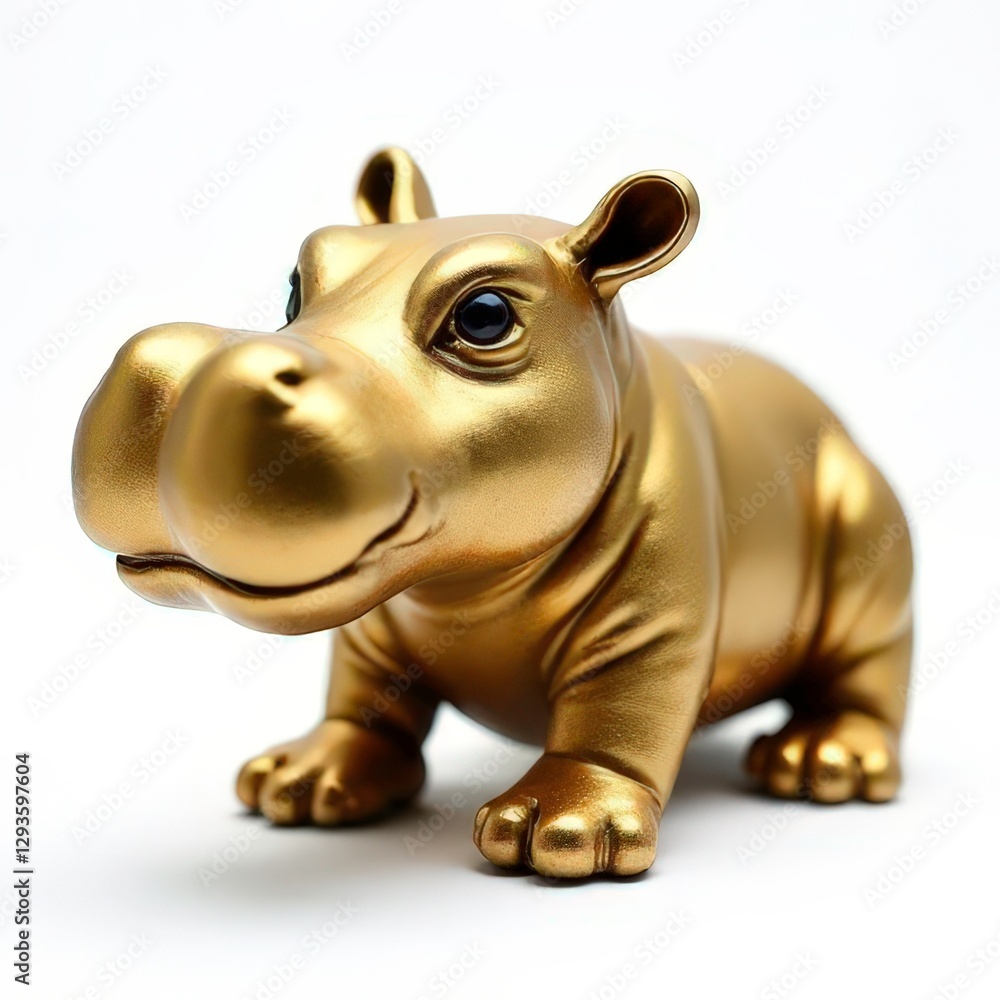 Handcrafted Gold Pygmy Hippopotamus Sculpture – Exquisite Artisan Figurine Handcrafted Gold Pygmy Hippopotamus Sculpture – Exquisite Artisan Figurine