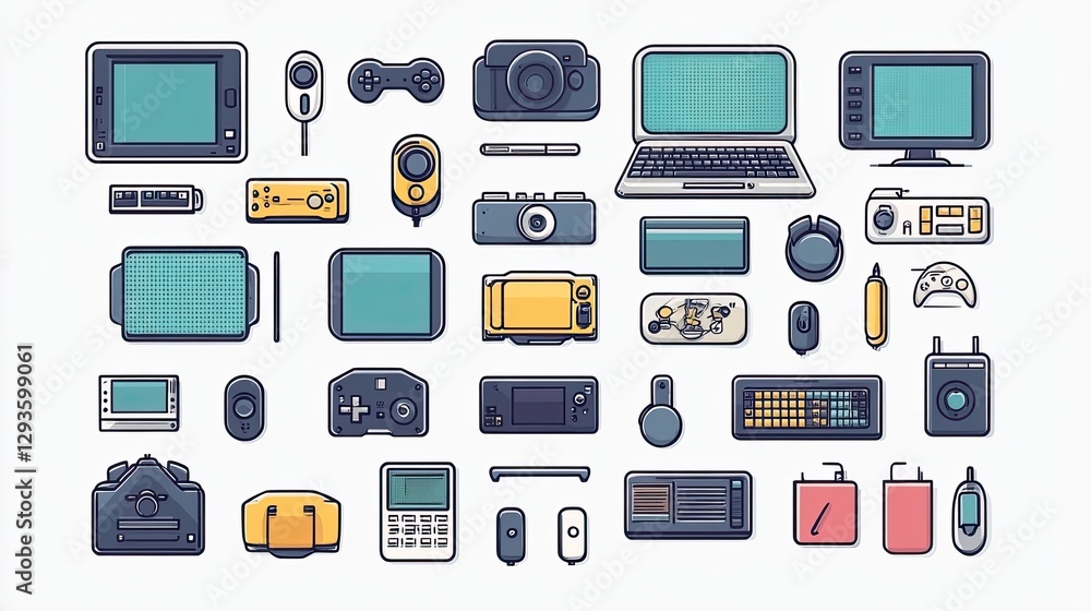 Digital Clipart High-tech digital clipart featuring computer icons, pixels, screens, and online symbols, ideal for tech projects, digital marketing, and software promotions Digital Clipart High-tech digital clipart featuring computer icons, pixels, screens, and online symbols, ideal for tech projects, digital marketing, and software promotions