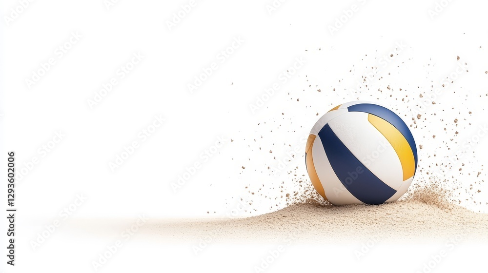 Volleyball on Sand with Dust Particles in Bright Studio Background Volleyball on Sand with Dust Particles in Bright Studio Background