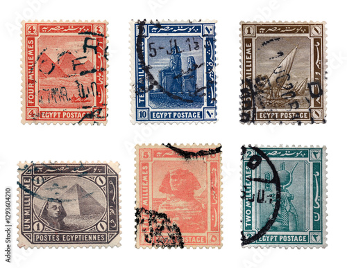 Stamps of the Egypt isolated on a white background