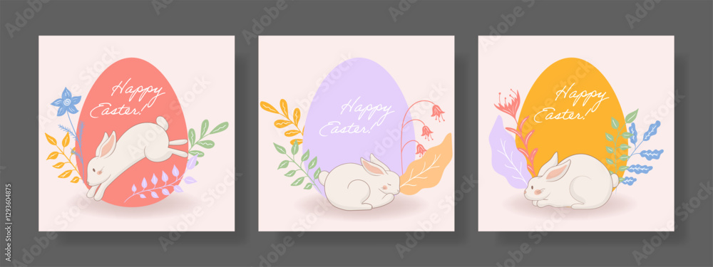 Easter set. Sleeping rabbit, golden egg, vibrant spring flowers, pastel botanical composition, nature-inspired festive greeting, gentle artistic style, seasonal decoration Easter set. Sleeping rabbit, golden egg, vibrant spring flowers, pastel botanical composition, nature-inspired festive greeting, gentle artistic style, seasonal decoration