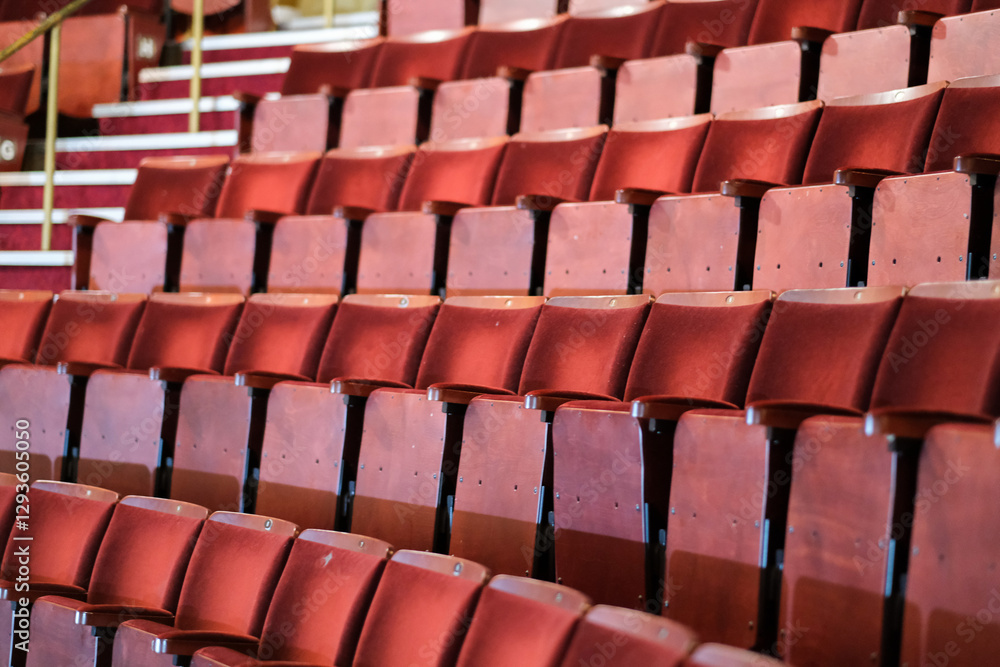 Fototapeta premium Empty red traditional theatre audience seats