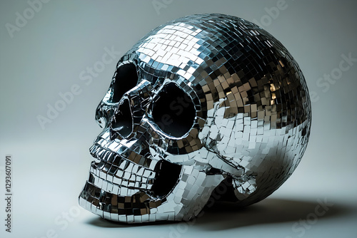 silver disco ball skull