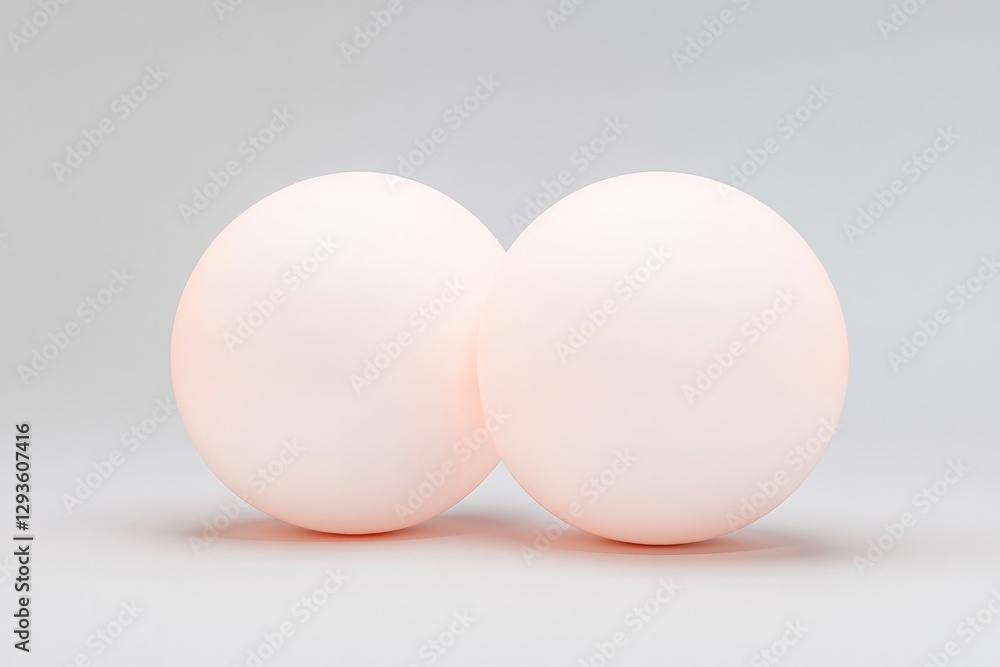 Soft pink spheres create minimalistic aesthetic, emphasizing har Soft pink spheres create minimalistic aesthetic, emphasizing har