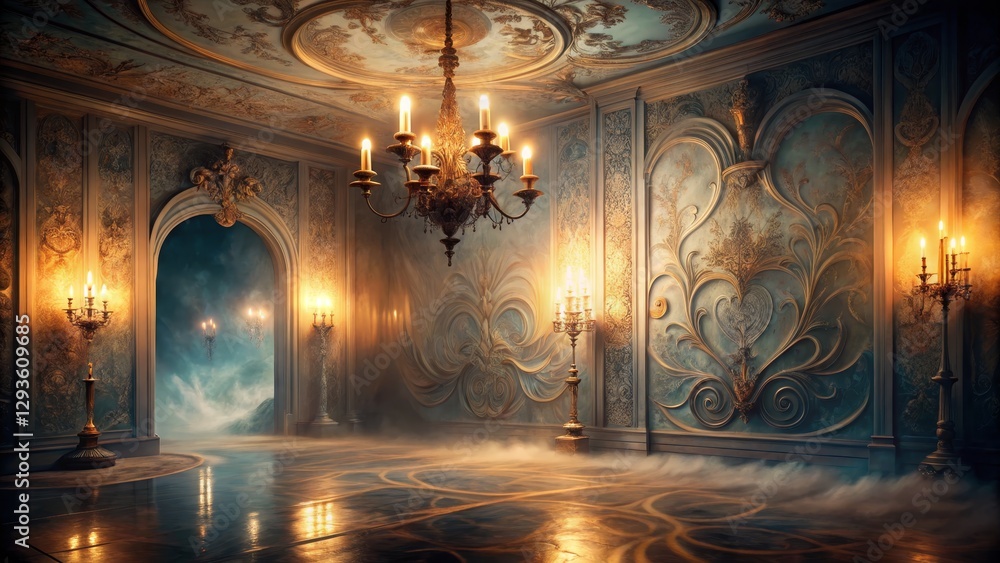 Obraz premium Opulent Baroque Room with Chandeliers and Ethereal Atmosphere