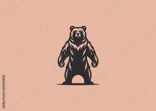 Mighty Bear Logo – A powerful bear standing tall, emanating strength, courage, and unyielding dominance.