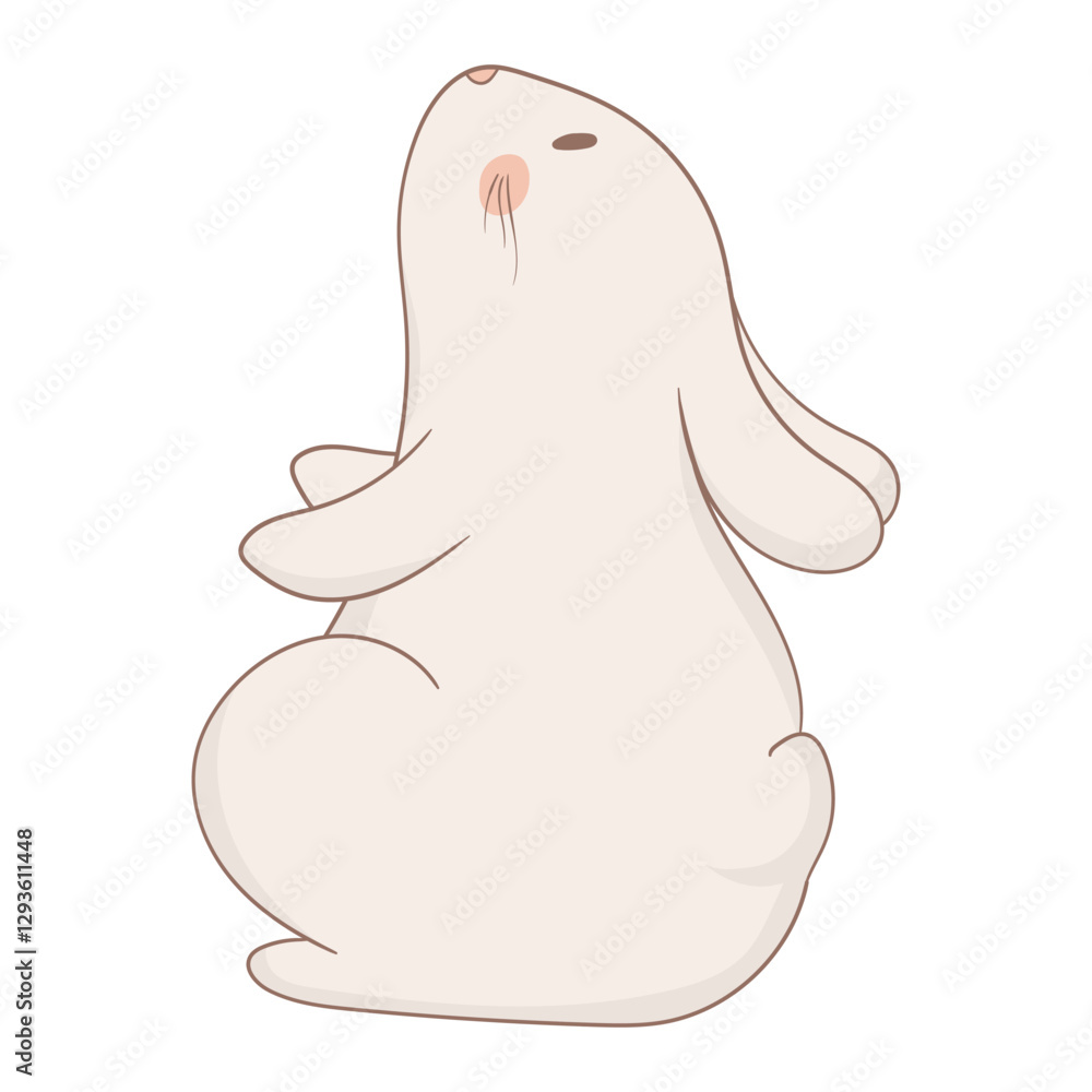Rabbit sitting icon. Cute bunny with fluffy fur and long ears, sitting upright with a curious expression. Soft pastel colors create a gentle and adorable animal illustration Rabbit sitting icon. Cute bunny with fluffy fur and long ears, sitting upright with a curious expression. Soft pastel colors create a gentle and adorable animal illustration