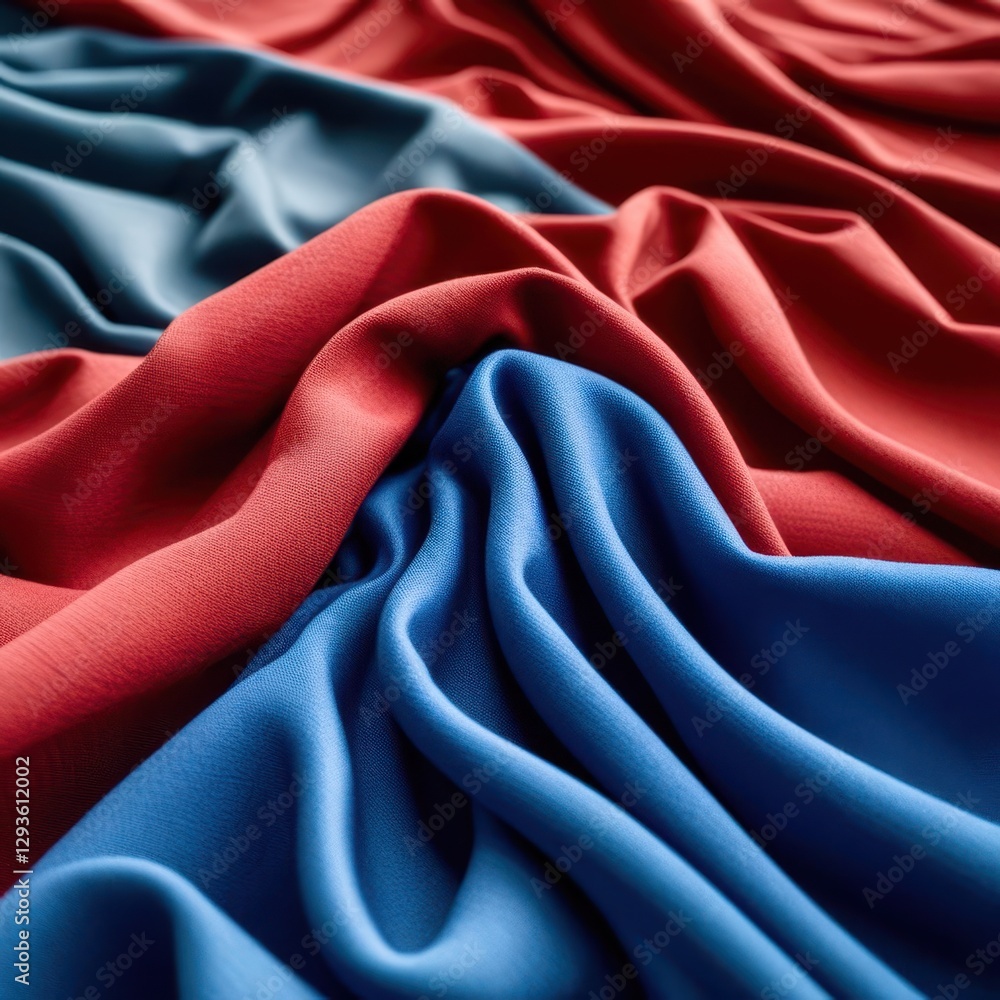 Fototapeta premium Blue and red fabric is folded in half