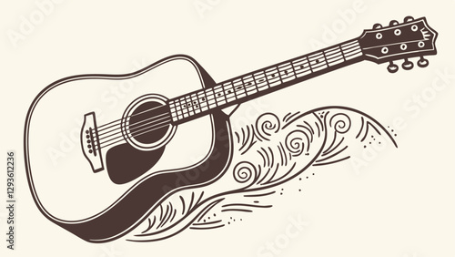 acoustic guitar isolated on white