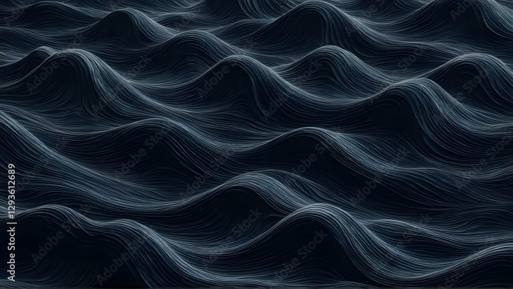Fototapeta premium Abstract Ocean Waves: a mesmerizing abstract depiction of ocean waves in varying shades of deep blue, evoking a sense of motion, depth, and mystery, Generative Ai