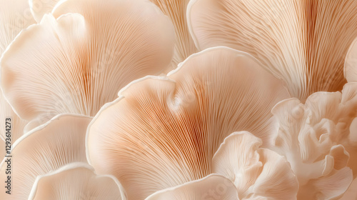 Mushrooms growing on a white background, close-up of mushrooms
