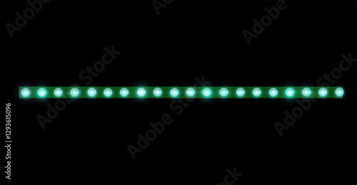 Retro LED strip with green neon lights, Vector illustration.