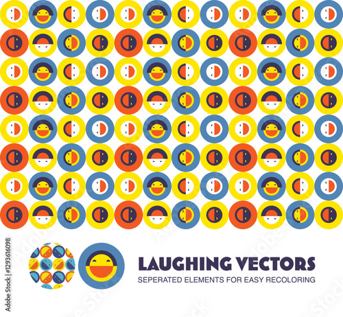 Laughing vectors pattern and elements